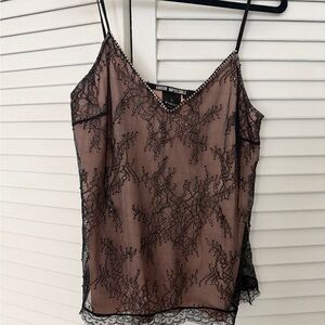 Pinko Black and Brown Lace Camisole